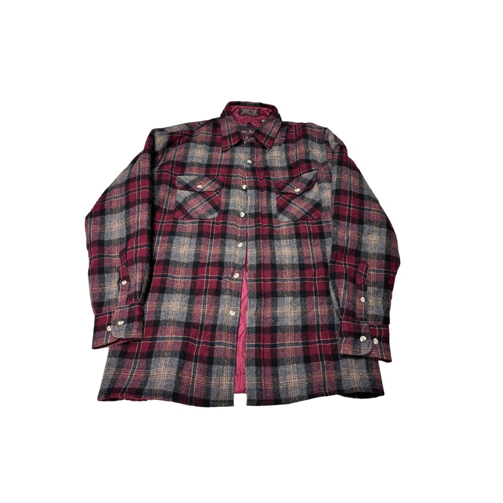 Vintage Northwest Territory Mens Wool Blend Quilted Plaid Flannel Shacket Red L